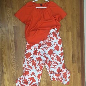 Women's Orange Floral Set